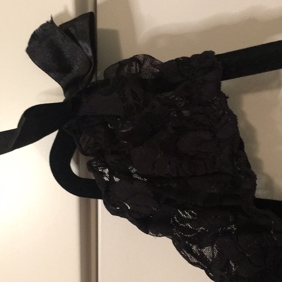 Black Lace & Satin Bows Lingerie Top - Picture 3 of 11
